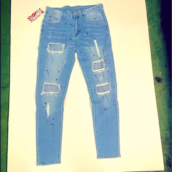 ROMWE Other - NEW GUYS DISTRESS RIPPED JEANS SIZE 30"